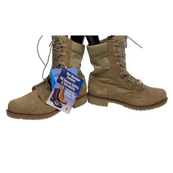 Belleville Beige Leather Steel-Toed Hot Weather Combat Boot‎ Men\'s Size 7.5W NIB
